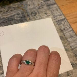 Elegant Sterling Silver and Green Stone Ring